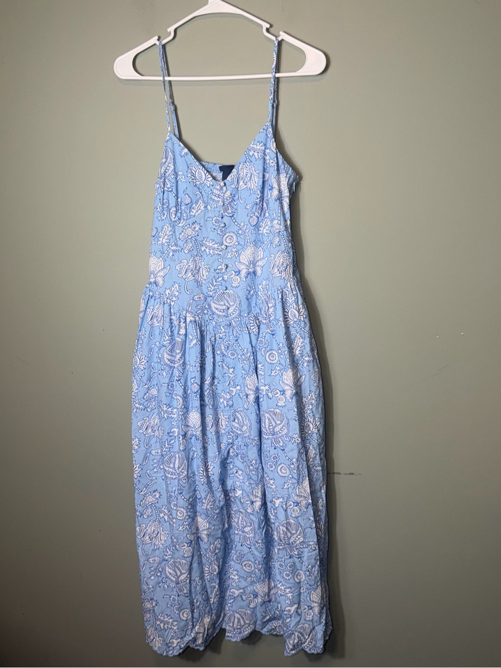 Roller Rabbit Target Light Blue Floral Print Spaghetti Strap Maxi Dress Small